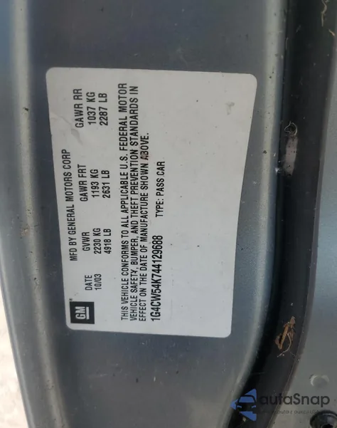 2004 Buick Park Avenue z USA, uszkodzony, nr VIN 1G4CW54K744129688